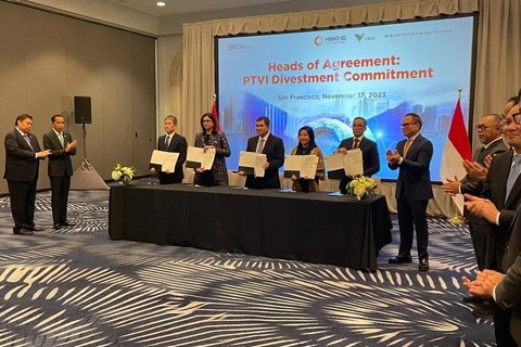 Penandatanganan perjanjian pendahuluan divestasi PT Vale Indonesia. Foto: Vale Indonesia