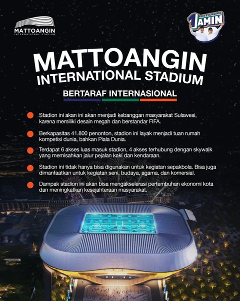 Mattoangin International Stadium (MIS) yang dicanangkan capres Anies Baswedan. Foto: Dok. Istimewa