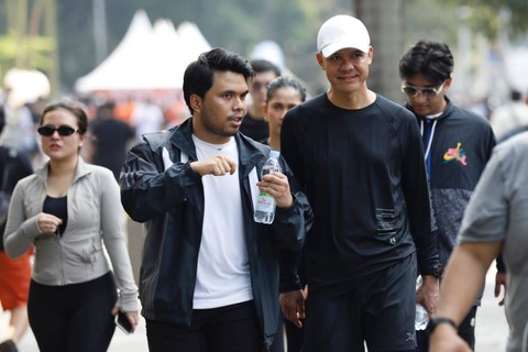 Capres Ganjar Pranowo lari pagi di CFD di Jakarta ditemani artis hingga influencer.  Foto: Dok. Istimewa