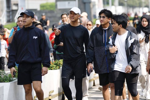 Capres Ganjar Pranowo lari pagi di CFD di Jakarta ditemani artis hingga influencer.  Foto: Dok. Istimewa