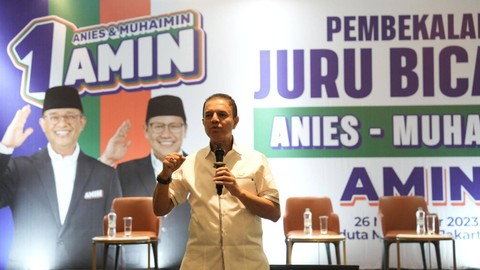 Pembekalan jubir AMIN di Hotel Aryaduta, Menteng, Jakarta Pusat, Minggu (26/11/2023). Foto: Dok. Istimewa