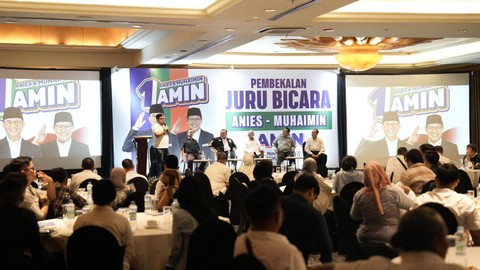 Pembekalan jubir AMIN di Hotel Aryaduta, Menteng, Jakarta Pusat, Minggu (26/11/2023). Foto: Dok. Istimewa