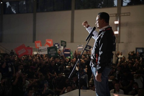 Capres Anies Baswedan mendapat dukungan relawan Sahabat ABI di Basket Hall, Senayan, Minggu (26/11/2023). Foto: Dok. Istimewa