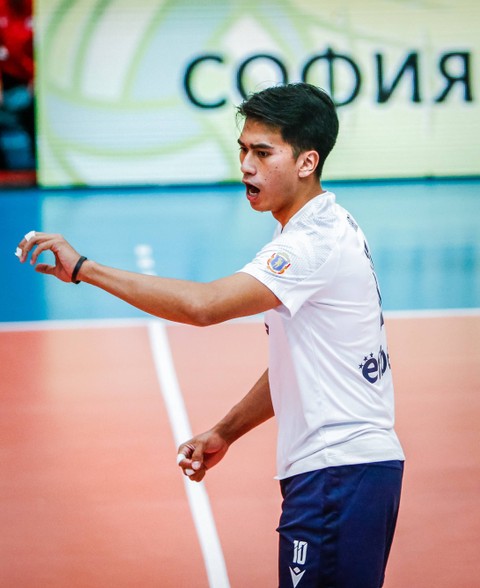 Pevoli Indonesia, Fahry Septian, saat membela SKV Montana di Liga Voli Bulgaria pada Oktober 2023. Foto: BVF (National Volleyball League) Bulgaria