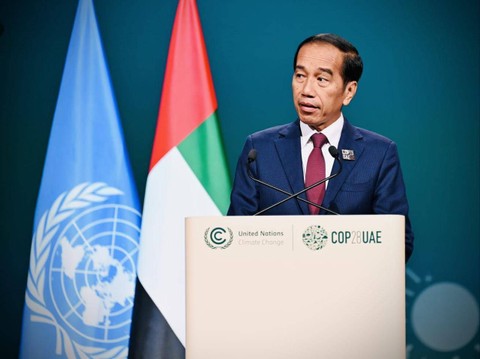 Presiden Jokowi berbicara di KTT COP28 yang digelar di Dubai Foto: Dok. Laily Rachev - Biro Pers Sekretariat Presiden
