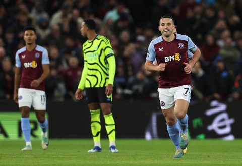 Pertandingan Liga Inggris 2023/24 antara Aston Villa vs Arsenal, Minggu (10/12) dini hari WIB. Foto: David Klein/REUTERS