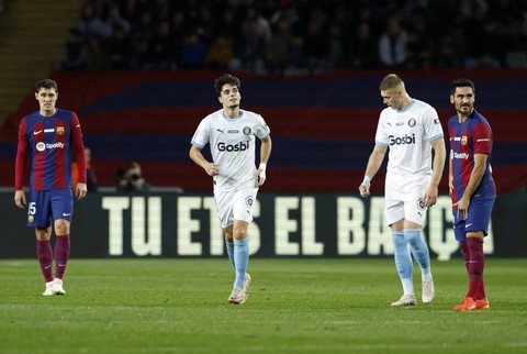 Pertandingan Liga Spanyol 2023/24 antara Barcelona vs Girona, Senin (11/12) dini hari WIB. Foto: Albert Gea/REUTERS