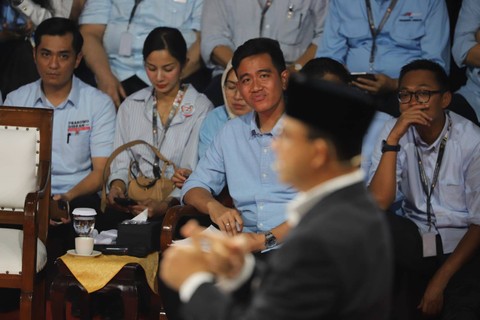 Suasana debat pertama Calon Presiden Pemilu 2024 di KPU RI, Jakarta, Selasa (12/12/2023). Foto: Iqbal Firdaus/kumparan