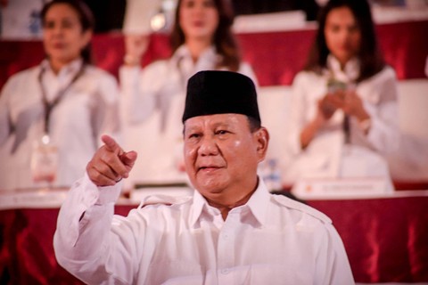 Ketua Dewan Pembina dan Ketua Umum Partai Gerindra sekaligus Capres nomor urut 2, Prabowo Subianto, menghadiri Rakornas Partai Gerindra di JIExpo, Kemayoran, Jakarta Pusat, Jumat (15/12/2023). Foto: Jamal Ramadhan/kumparan