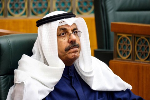 Perdana Menteri Kuwait Sheikh Ahmad al-Nawaf al-Sabah berbicara dalam sesi parlemen di Majelis Nasional di Kota Kuwait pada 28 November 2023. Foto: Yasser Al-Zayyat/AFP