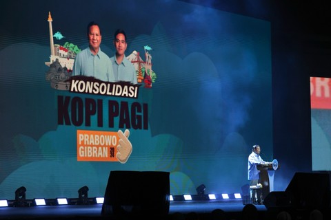 Capres nomor urut 2 Prabowo Subianto hadiri Konsolidasi Posko Pemilih Prabowo-Gibran (Kopi Pagi) di Sentul International Convention Center (SICC), Bogor, Sabtu (16/12). Foto: Dok. Istimewa