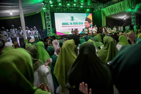 Suasana Haul ke-14 KH Abdurrahman Wahid (Gus Dur) di Ciganjur, Jakarta Selatan, Sabtu (16/12/2023). Foto: Jamal Ramadhan/kumparan
