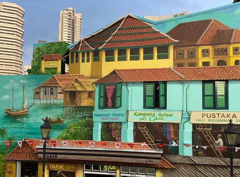 Salah satu mural karya Yip Yew Chong di Kampong Gelam. Foto: https://www.instagram.com/yipyewchong/