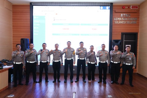 Tim Ditgakkum Korlantas Polri gelar Assessment Penerapan ETLE di Ditlantas Polda Sulsel, Kamis (21/12/2023). Foto: Dok. Istimewa