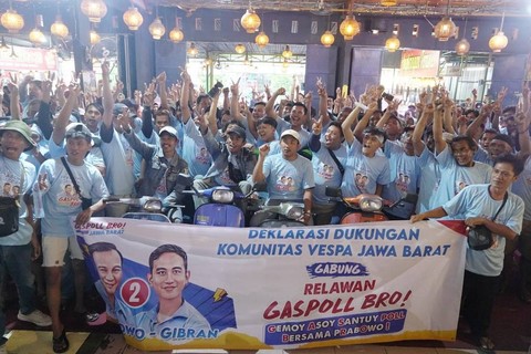 Acara 'Komunitas Vespa Gabung Gaspoll Bro! Dukung Prabowo-Gibran' di Kabupaten Bogor, Kamis (21/12/2023). Foto: Dok. Istimewa
