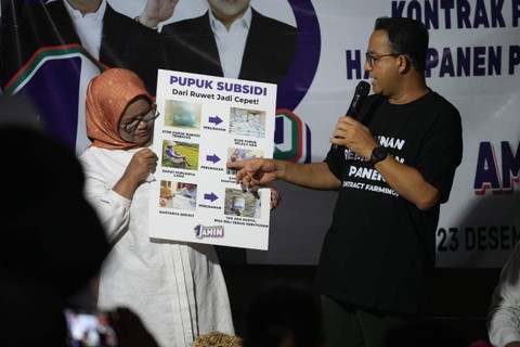 Calon presiden nomor urut 1 Anies Baswedan menemui para petani bawang di Larangan, Brebes, pada Sabtu (23/12/2023). Foto: Dok. Istimewa