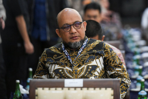 Mantan penyidik KPK Novel Baswedan menghadiri rilis akhir tahun Polri di Mabes Polri, Jakarta, Rabu (27/12/2023). Foto: Hafidz Mubarak A/ANTARA FOTO