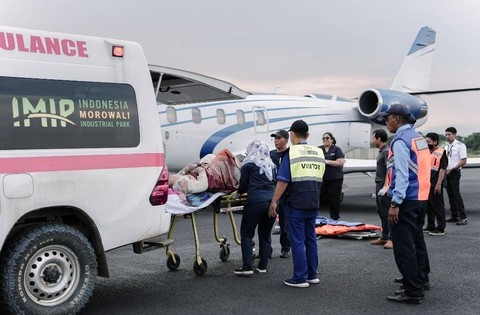 Dua korban ledakan smelter Morowali dirujuk ke Makassar dan Jakarta. Foto: Dok. Istimewa