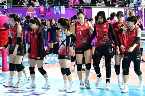 Megawati Hangestri Pertiwi saat membela tim voli Korea Selatan, Daejeon JungKwanJang Red Sparks. Foto: KOVO
