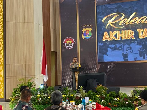 Kapolda Lampung, Irjen Pol Helmy Santika saat release akhir tahun 2023. | Foto: Sinta Yuliana/Lampung Geh