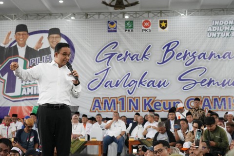 Capres 01 Anies Baswedan mengikuti Silaturahmi Akbar AMINKEUN Ciamis di Islamic Centre Ciamis, Jawa Barat, Kamis (4/1/2024). Foto: Dok. Istimewa