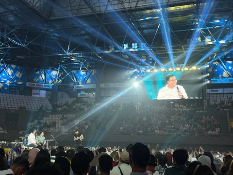 Paslon 01 Anies-Cak Imin di Tennis Indoor Senayan, Jumat (5/1)  Foto: Haya Syahira/kumparan