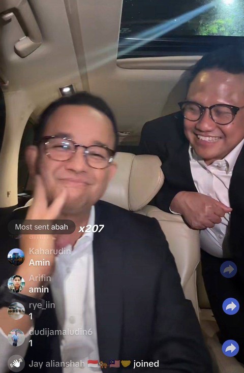 Anies dan Cak Imin Live TikTok usai debat Foto: Tiktok Anies