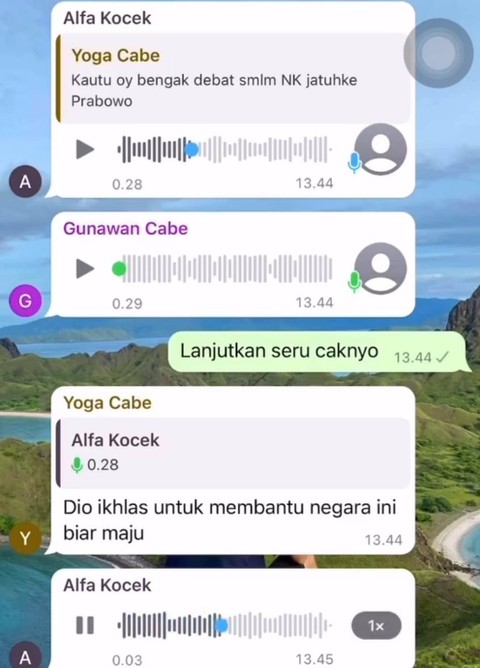 Potongan rekaman percakapan warga Palembang