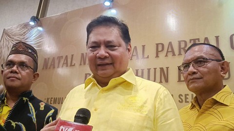 Ketua Umum Partai Golkar, Airlangga Hartarto dalam acara Natal Nasional Partai Golkar 2023 dan Tahun Baru 2024 di Hotel Meruorah Komodo, Labuan Bajo, Nusa Tenggara Timur, Minggu (14/1/2024) malam. Foto: Fadlan Nuril Fahmi/kumparan