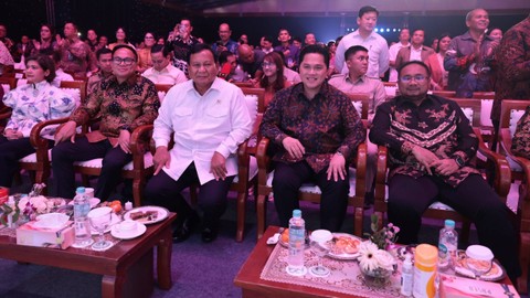 Menteri Pertahanan Prabowo Subianto menghadiri undangan natal Kementerian Badan Usaha Milik Negara (BUMN) di Jakarta Convention Center (JCC), Senayan, Jakarta, Senin (15/1/2023). Foto: Dok. Istimewa
