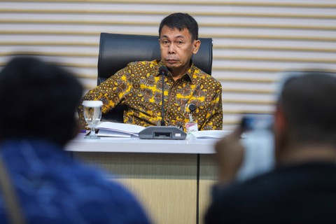 Ketua KPK Nawawi Pomolango di Konferensi Pers Kinerja 2023 dan Arah Kebijakan 2024, di Gedung Merah Putih KPK, Jakarta, Selasa (16/1/2024). Foto: Iqbal Firdaus/kumparan