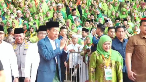 Presiden Joko Widodo hadir di Harlah ke-78 Muslimat NU di GBK Senayan, Jakarta, Sabtu (20/1). Foto: Dok. NU