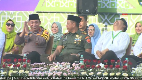 Kapolri Jenderal Pol Listyo Sigit Prabowo hadiri Harlah ke-78 Muslimat NU di Stadion Utama GBK Senayan, Jakarta, Sabtu (20/1/2024). Foto: YouTube/TVNU