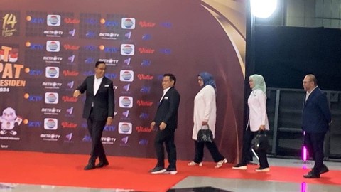 Capres cawapres paslon 01 Anies Baswedan dan Muhaimin Iskandar tiba di JCC. Foto: Luthfi Humam/kumparan