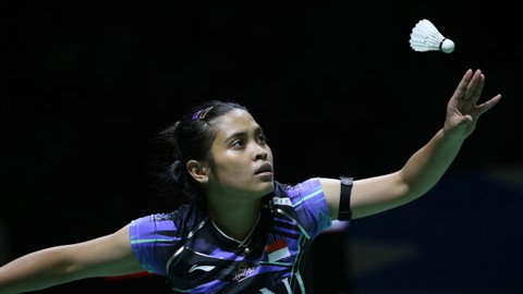 Tunggal putri Indonesia Gregoria Mariska Tunjung saat melawan tunggal putri Jepang Nozomi Okuhara pada Daihatsu Indonesia Masters 2024 di Istora Senayan, Jakarta, Jumat (26/1/2024). Foto: Aditia Noviansyah/kumparan