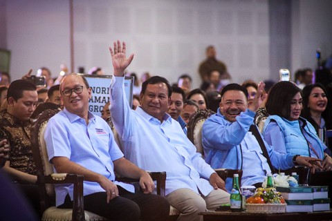 Capres nomor urut 02 Prabowo Subianto menghadiri deklarasi Aliansi Advokat Indonesia dukung paslon nomor urut 02 Prabowo Subianto dan Gibran Rakabuming Raka di Balai Kartini, Jakarta, Jumat (26/1/2024). Foto: Jamal Ramadhan/kumparan