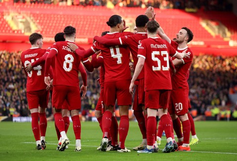 Liverpool vs Norwich City dalam laga babak keempat Piala FA di Stadion Anfield, Inggris, pada Minggu (28/1) malam WIB. Foto: REUTERS/Phil Noble
