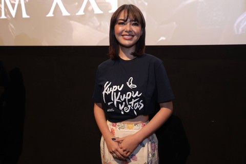 Artis Amanda Manopo saat konferensi pers film Kupu Kupu Kertas di Epicentrum, Jakarta, Senin, (29/01/2024). Foto: Agus Apriyanto