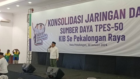 Cawapres nomor urut 1, Muhaimin Iskandar hadiri Konsolidasi TPES-50 Pekalongan Raya di Gedung Pertemuan Amanjiba, Krapyak, Pekalongan, Jawa Tengah, Selasa (30/1/2024). Foto: Fadhil Pramudya/kumparan