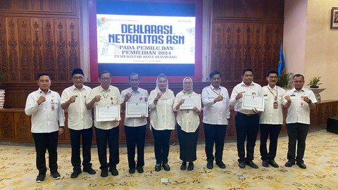 Deklarasi Netralitas ASN di Lingkungan Pemkot Semarang pada Rabu (31/1/2024). Foto: Dok. Istimewa