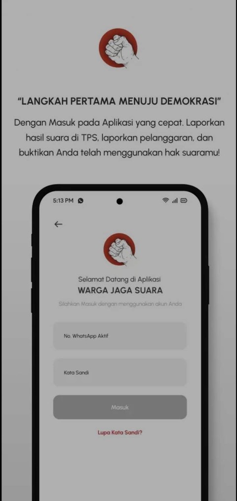 Aplikasi Warga Jaga Suara. Foto: Warga Jaga Suara