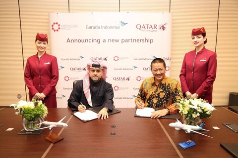 Kerjasama Garuda Indonesia dan Qatar Airways.
 Foto: Dok. Garuda Indonesia