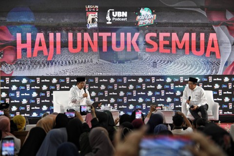 Capres 01, Anies Baswedan dalam dialog bertajuk "Haji untuk Semua" bersama Bachtiar Nasir di Al Azhar Jakarta, Kamis (8/2/2024). Foto: Dok. Istimewa