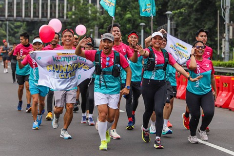 Kegiatan Fun Run teman kumparan Running Club di Jakarta, Minggu (18/2/2024). Foto: Iqbal Firdaus/kumparan