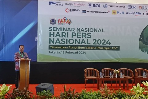 Ketua Bidang Kerjasama dan Kemitraan PWI Pusat, Muhammad Sarwani dalam acara seminar yang bertajuk "Selamatkan Planet Bumi Melalui Penerapan Prinsip ESG" di Candi Bentar, Ancol, Jakarta Utara, Minggu (18/2/2024). Foto: Zamachsyari/kumparan
