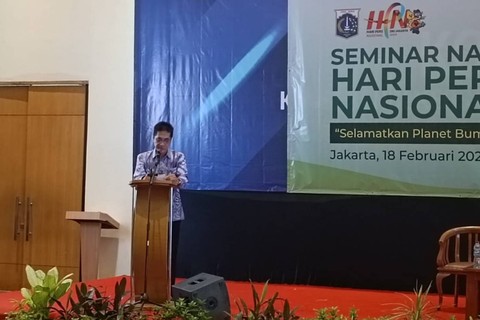 Direktur Jenderal Pengelolaan Hutan Lestari Kementerian LHK, Agus Justianto dalam acara seminar yang bertajuk "Selamatkan Planet Bumi Melalui Penerapan Prinsip ESG" di Candi Bentar, Ancol, Jakarta Utara, Minggu (18/2/2024). Foto: Zamachsyari/kumparan