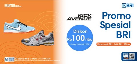 Promo spesial diskon Rp 100 ribu di Kick Avenue untuk nasabah BRI. Foto: BRI