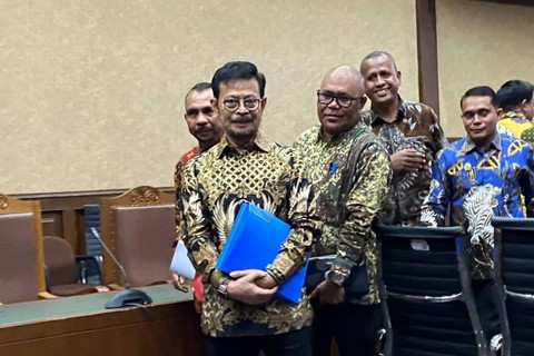 Syahrul Yasin Limpo (SYL) saat jalani sidang perdana di PN Jakarta Pusat, Rabu (28/2/2024). Foto: Hedi/kumparan