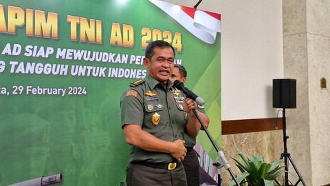 KSAD Maruli Simanjuntak di Rapim TNI AD yang digelar di Balai Kartini, Jakarta, Kamis (29/2/2024). Foto: Nadia Riso/kumparan