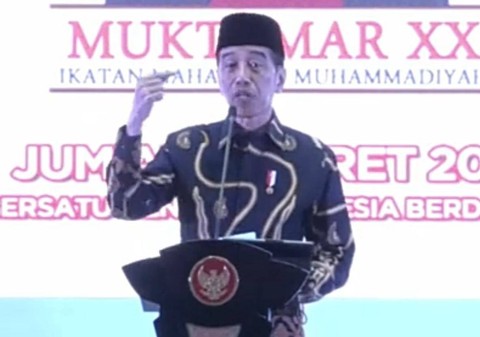 Presiden Jokowi dalam pembukaan IMM XXI di Dining Hall Kompleks Jakabaring Sport City (JSC) Palembang, Foto : tangkapan layar dari TV Muhammadiyah